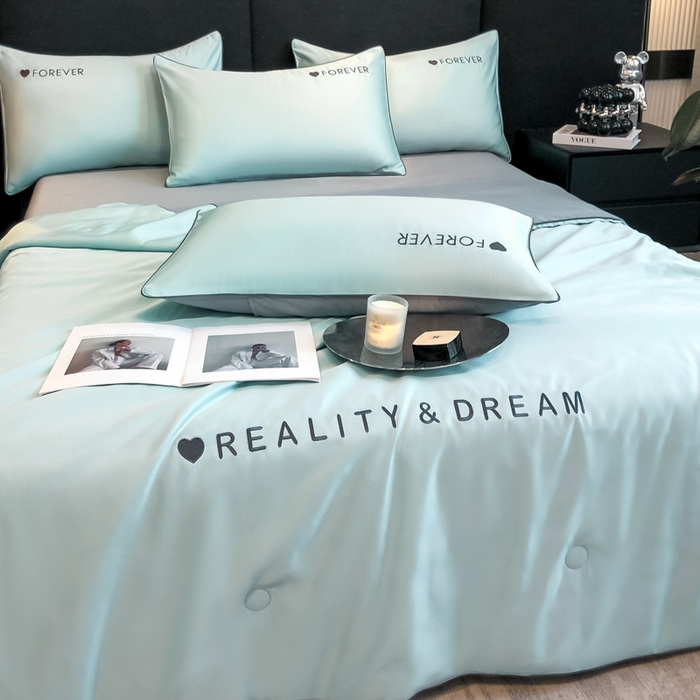 91家纺网 家纺一手货源 找家纺 （总）吾诺 2025 双拼及羽毛刺绣夏被四件套绣花夏被水洗天丝夏被水洗真丝夏凉被空调被