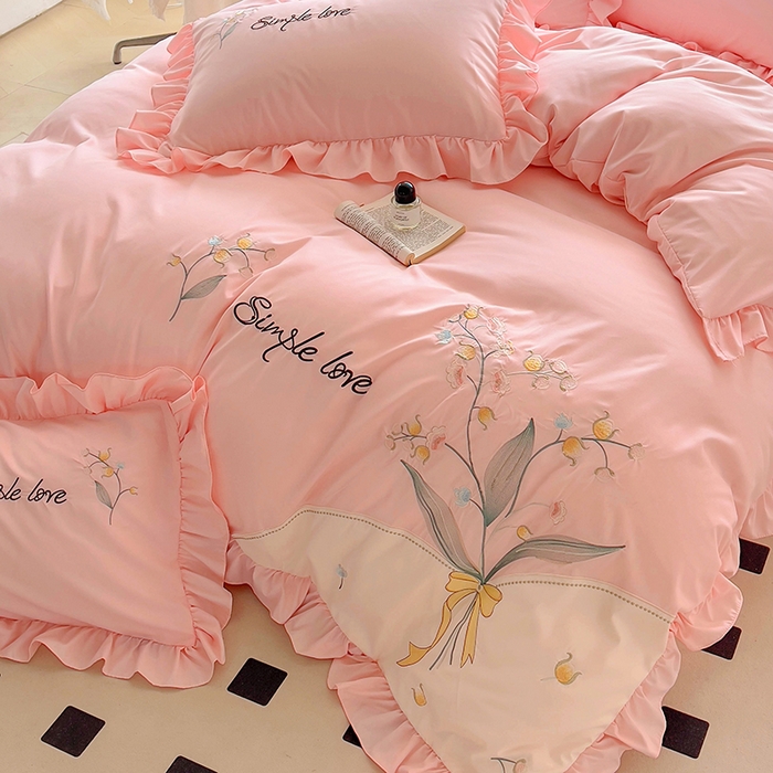 91家纺网 家纺一手货源 找家纺 （总）凯美家居 2025新款超柔亲肤磨毛刺绣花仙子系列四件套