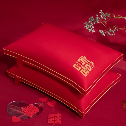 91家纺网 家纺一手货源 找家纺 （总）仁宇枕业 2025新款新品新人大红结婚喜庆富贵喜事婚庆舒适枕系列多规格单人双人长枕头枕芯