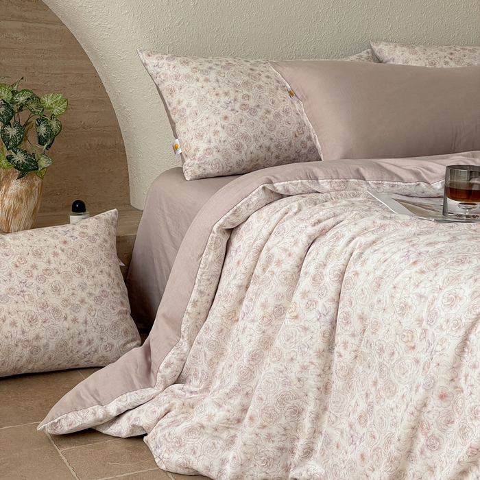 91家纺网 家纺一手货源 找家纺 慕晨 2025新款全棉双层纱四件套莱赛尔夏被莱赛尔夏被四件套天丝夏凉被直播 繁时