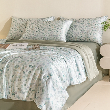 91家纺网 家纺一手货源 找家纺 （总）梦幻之城 2025新款水洗真丝数码印花简易款夏被四件套