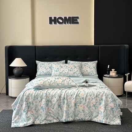 慕晨 2025春夏新品莱赛尔天丝数码印花四件套莱赛尔夏被四件套天丝夏凉被直播热款 芳馨-兰