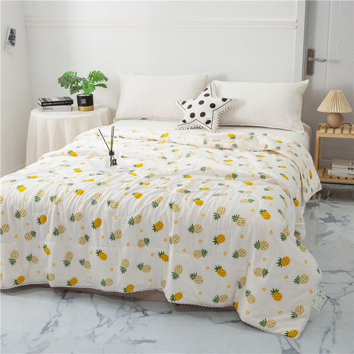 91家纺网 家纺一手货源 找家纺 棉乐町 2025新款全棉棉花夏凉被纯棉夏被空调被子 菠萝