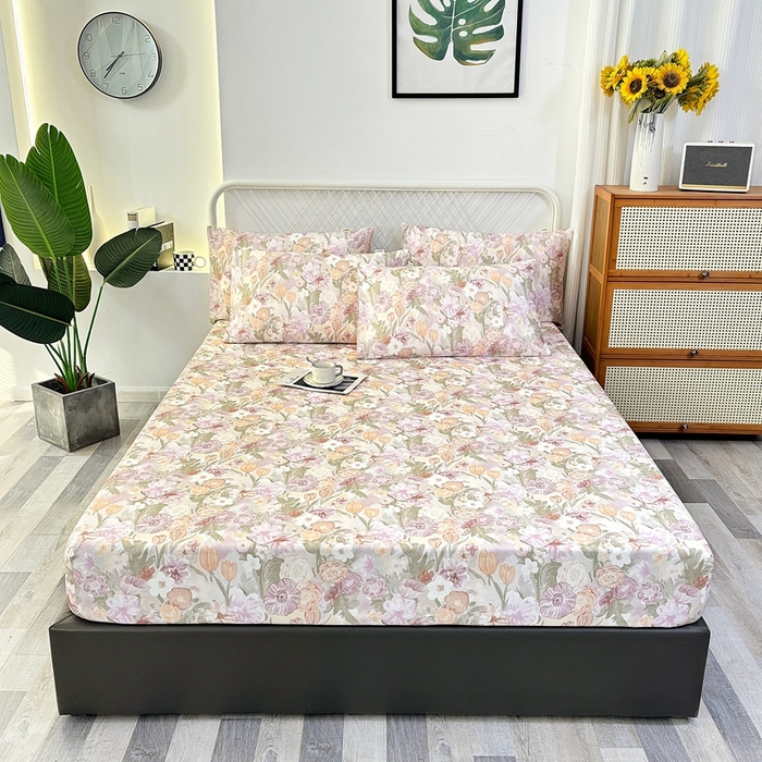 91家纺网 家纺一手货源 找家纺 伊而梦蚊帐 2025新款原棉老粗布床笠 满庭芳