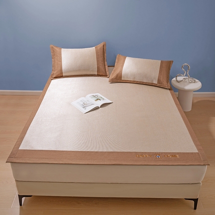 航途席业 2025新款小熊藤冰丝凉席 快乐熊奶咖