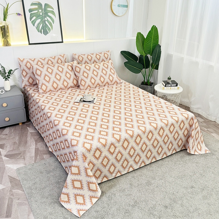 91家纺网 家纺一手货源 找家纺 伊而梦蚊帐 2025新款原棉老粗布床单 菱格棕