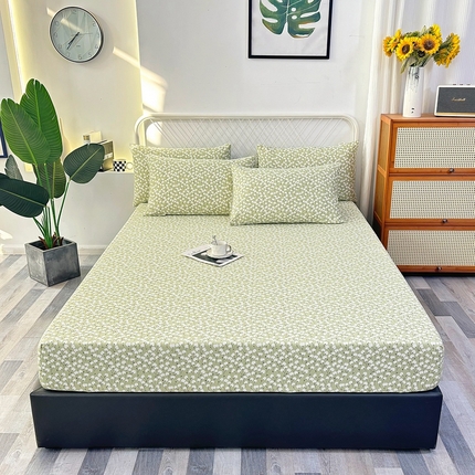 91家纺网 家纺一手货源 找家纺 伊而梦蚊帐 2025新款原棉老粗布床笠 绿棉花