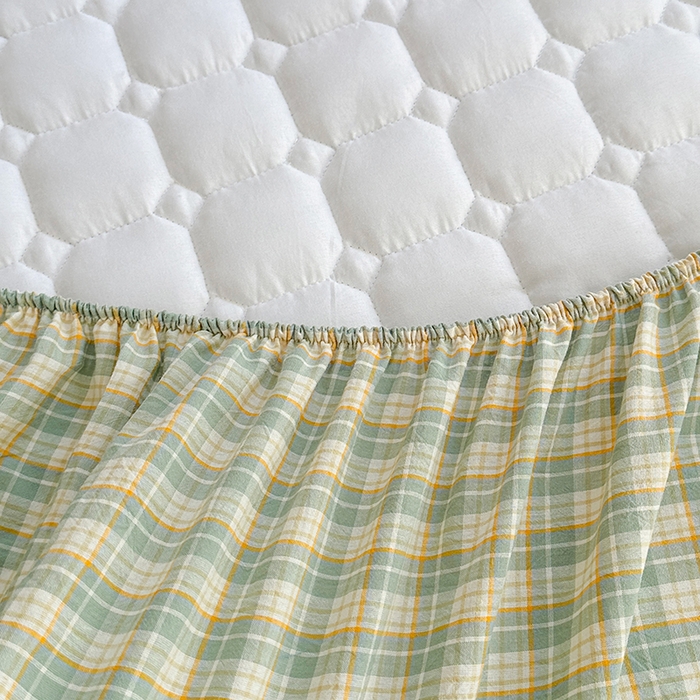 91家纺网 家纺一手货源 找家纺 铭成家纺 2025新款A类亲肤纯棉加厚床笠 简兮绿