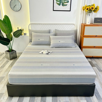 伊而梦蚊帐 2025新款原棉老粗布床笠 条纹蓝