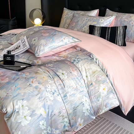 91家纺网 家纺一手货源 找家纺 （总）梦幻之城 2025新款水洗真丝数码印花简易款四件套