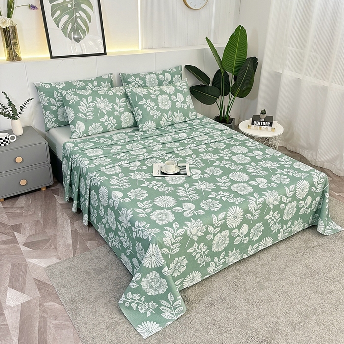 91家纺网 家纺一手货源 找家纺 伊而梦蚊帐 2025新款原棉老粗布床单 春草青