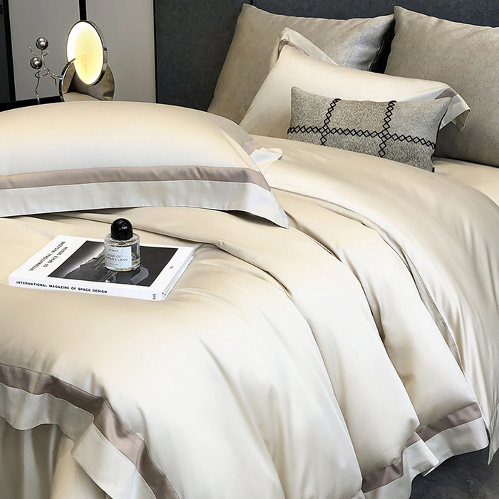 91家纺网 家纺一手货源 找家纺 涞澳家纺 2025新款80天丝棉四件套-凯瑟琳系列 凯瑟琳-燕麦奶