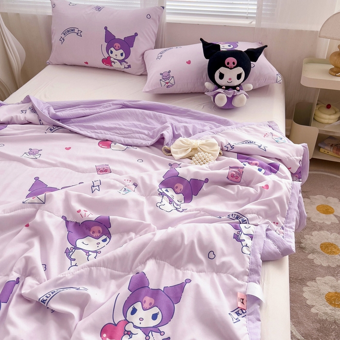 91家纺网 家纺一手货源 找家纺 海岛哥哥 2025新款三丽鸥系列A类水洗棉夏被大床图（提供买家秀） 夏被-库洛米之心