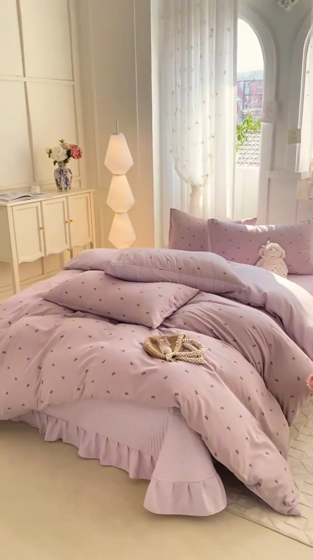 91家纺网 家纺一手货源 找家纺 仟网汇 2025新款针织双层纱床盖四件套 结羽