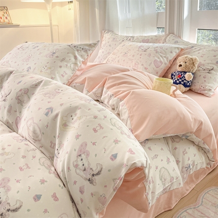 91家纺网 家纺一手货源 找家纺 （总）梦幻之城 2025新款水洗棉数码印花简易款四件套