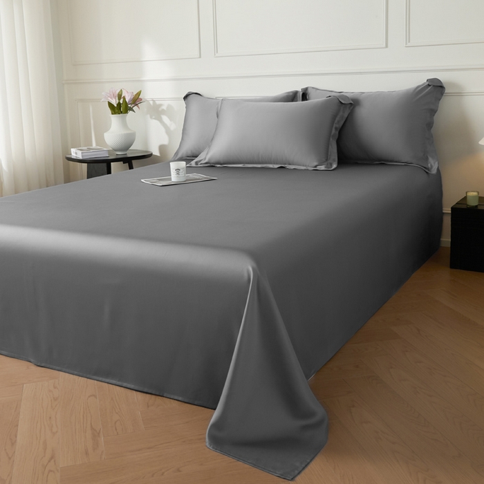 91家纺网 家纺一手货源 找家纺 涵宸 2025新款天丝-天丝棉-纯色单床单-场景1 床单-星夜灰