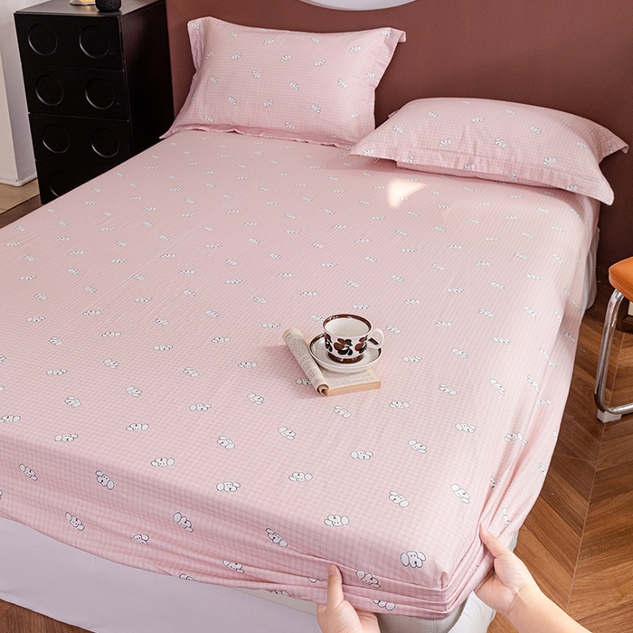 91家纺网 家纺一手货源 找家纺 锦罗绣 2025新款A类全棉双层纱单床笠 好奇小狗