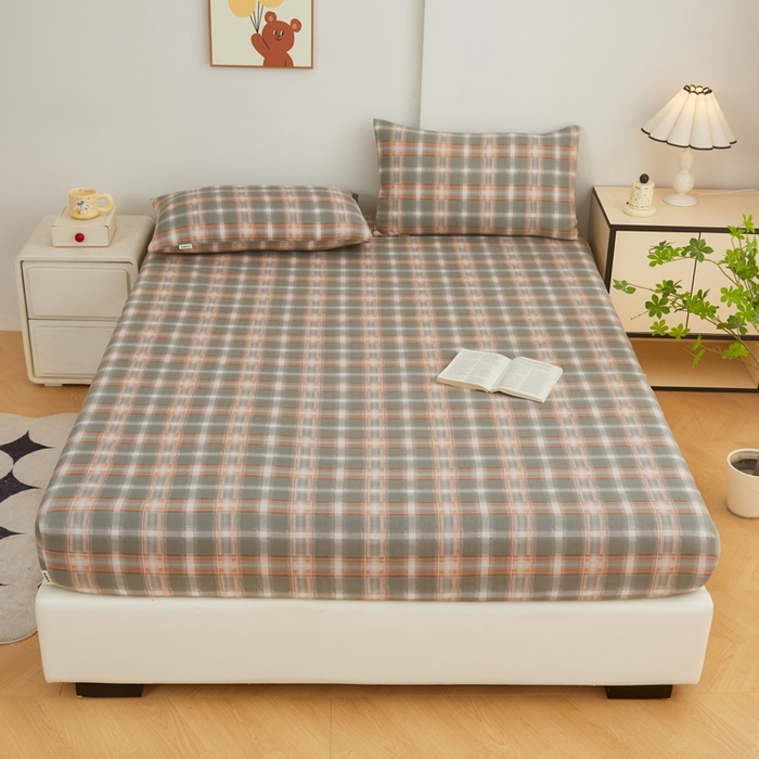 91家纺网 家纺一手货源 找家纺 首爱家纺 2025新款锦柔老粗布印花床笠 小咖格