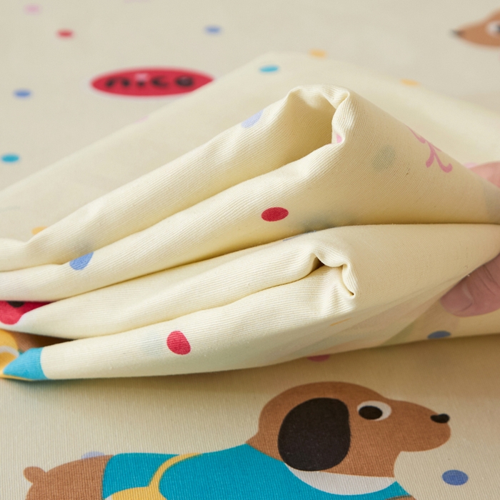 91家纺网 家纺一手货源 找家纺 棉乐町家居 2025新款锦柔老粗布床单老粗布凉席三件套 小狗乐园