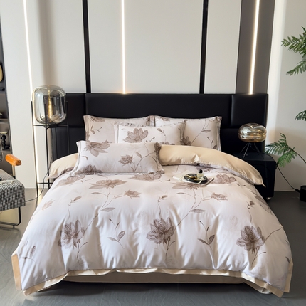 91家纺网 家纺一手货源 找家纺 (总)氧家 2025新款莱赛尔天丝数码印花四件套宽边断角工艺（礼盒装）