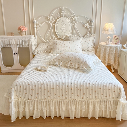 91家纺网 家纺一手货源 找家纺 （总）网红馆（ck家纺） 2025新款全棉印花双层纱床盖三件套