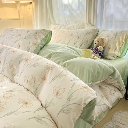 91家纺网 家纺一手货源 找家纺 （总）梦幻之城 2025新款水洗棉数码印花简易款四件套