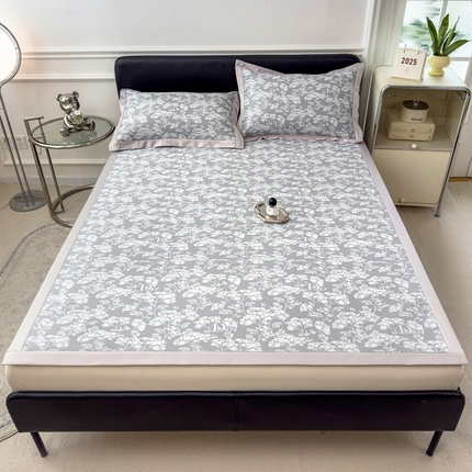 卡初家居（原微来） 2025夏季凉感提花席 繁花-清雅灰