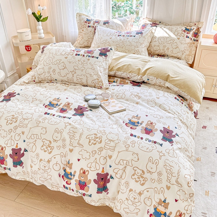 91家纺网 家纺一手货源 找家纺 金盛纺 2025新款13372全棉系列四件套 小童趣