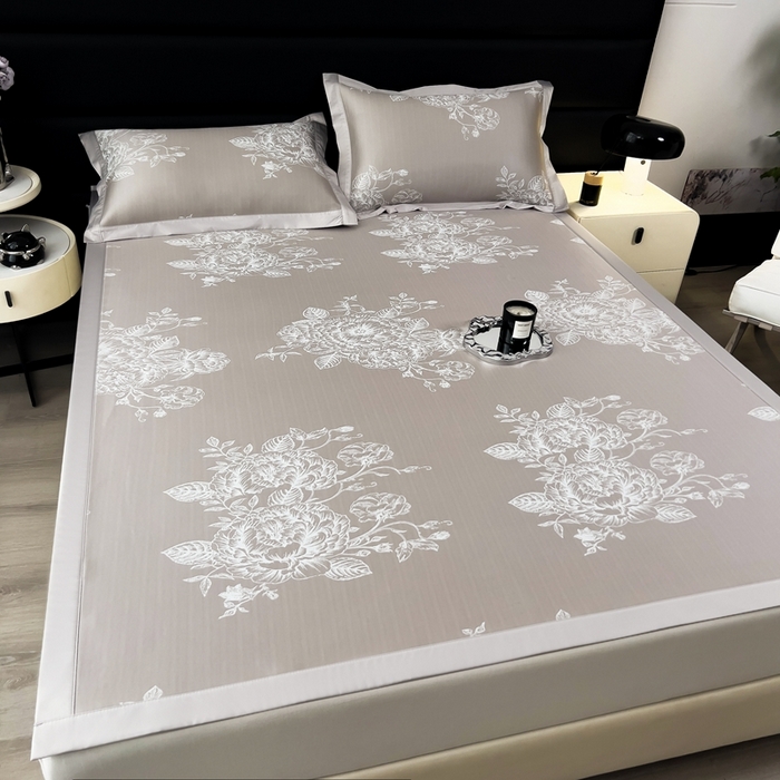 91家纺网 家纺一手货源 找家纺 卡初家居（原微来） 2025夏季凉感提花席 南鸢-丝雾棕