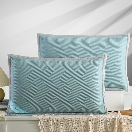 小牛席业 2025新款魔力方块冷感豆豆枕套凉枕套夏天枕套冰丝枕套竹枕套藤枕套冰藤枕套 魔力方块冷感豆豆凉枕套-蓝色