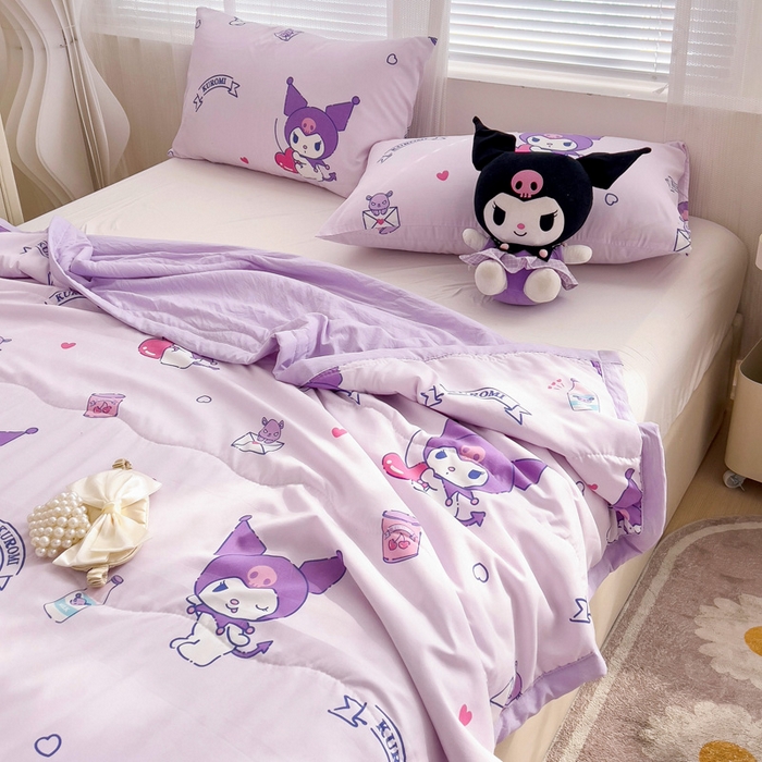 91家纺网 家纺一手货源 找家纺 海岛哥哥 2025新款三丽鸥系列A类水洗棉夏被大床图（提供买家秀） 夏被-库洛米之心