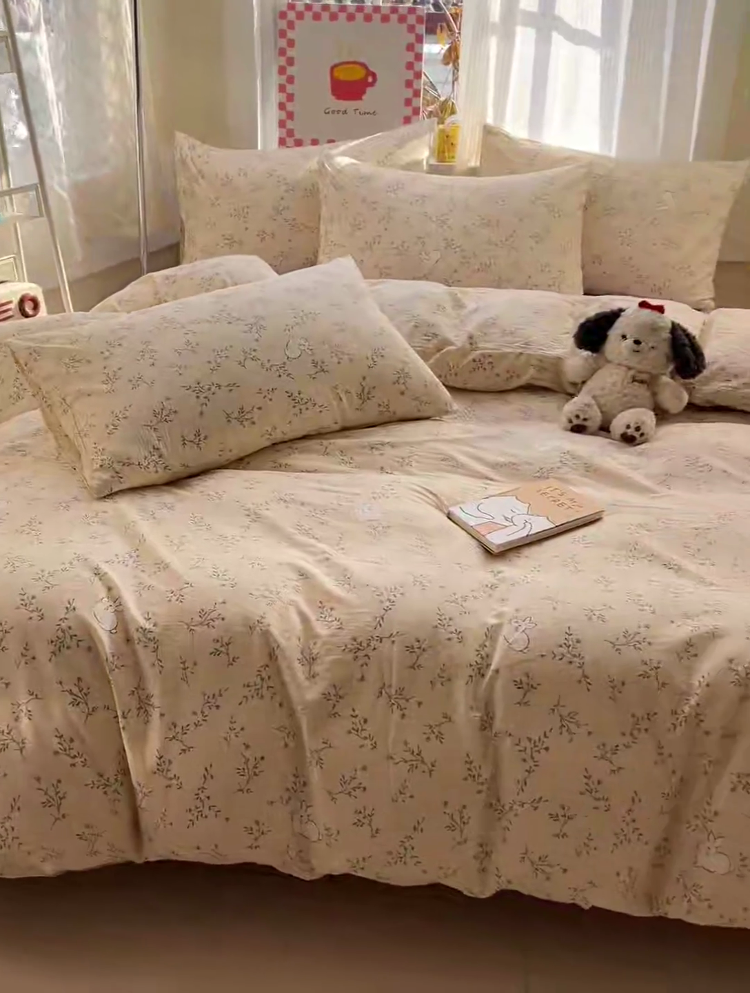 91家纺网 家纺一手货源 找家纺 暖芯优选 2025新款加厚云感棉双层纱四件套小碎花被套床单床笠款学生三件套新款直播热款 森田野园