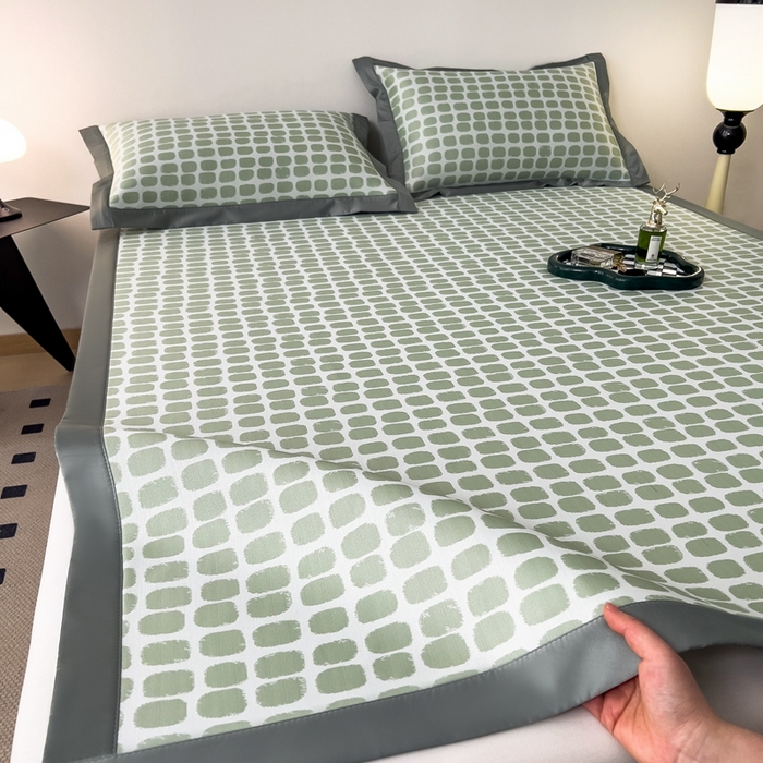 91家纺网 家纺一手货源 找家纺 卡初家居（原微来） 2025夏季轻柔丝系列冰丝席——绮梦系列 果绿