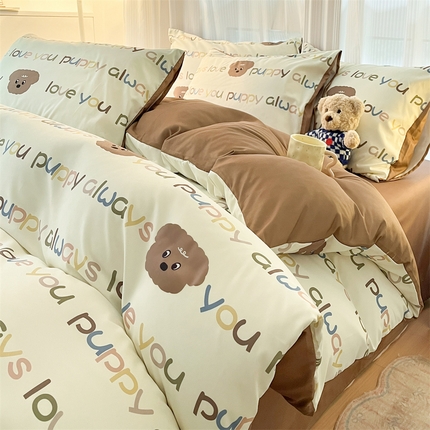 91家纺网 家纺一手货源 找家纺 （总）梦幻之城 2025新款水洗棉数码印花简易款四件套