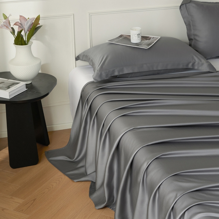 91家纺网 家纺一手货源 找家纺 涵宸 2025新款天丝-天丝棉-纯色单床单-场景1 床单-星夜灰