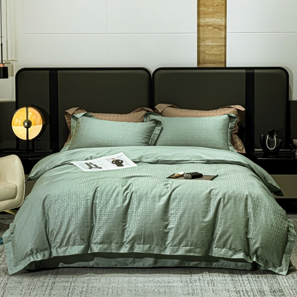 91家纺网 家纺一手货源 找家纺 （总）金昱纺 2025新款50双股100支长绒棉贡缎提花高定四件套