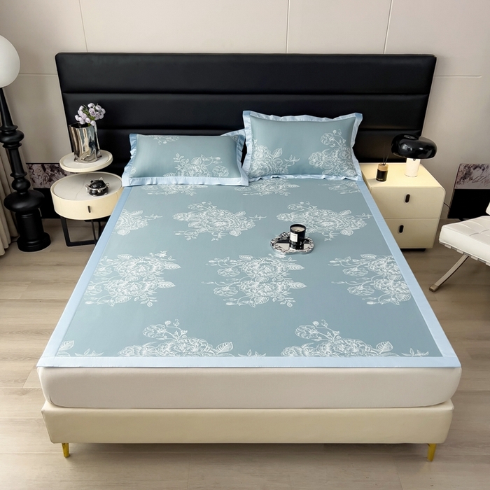 91家纺网 家纺一手货源 找家纺 卡初家居（原微来） 2025夏季凉感提花席 南鸢-幽蓝