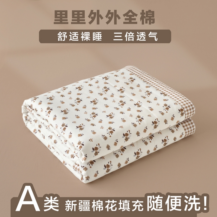 91家纺网 家纺一手货源 找家纺 维洋家纺 2025新款里外全棉印花棉花夏凉被 花之梦