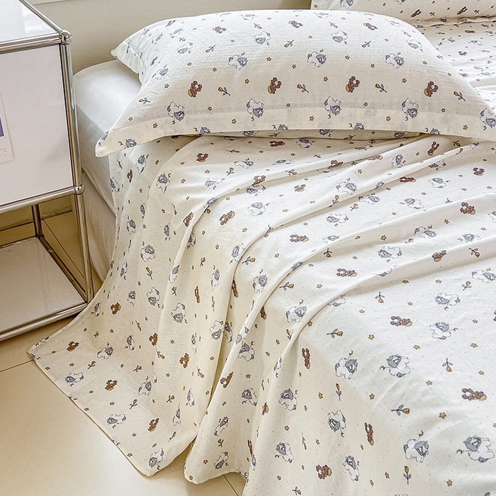 91家纺网 家纺一手货源 找家纺 锦罗绣 2025新款A类全棉双层纱单床单 浪漫独角兽