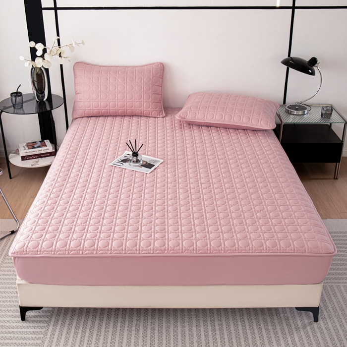 91家纺网 家纺一手货源 找家纺 沐纯家居 2025新款全棉纯棉夹棉单床笠 床笠单件-初见系列 豆沙粉