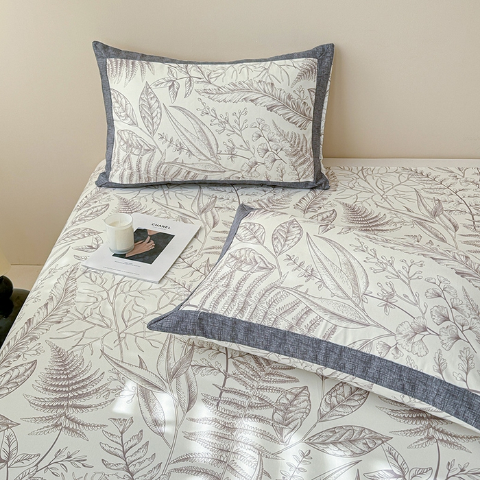 91家纺网 家纺一手货源 找家纺 蓝邻家纺 2025新款100%新疆原棉粗布小清新拼角工艺款系列单床单 雨棠-咖