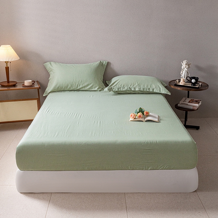 91家纺网 家纺一手货源 找家纺 锦罗绣 2025新款A类全棉双层纱单床笠 绿色