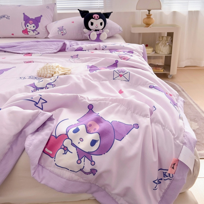 91家纺网 家纺一手货源 找家纺 海岛哥哥 2025新款三丽鸥系列A类水洗棉夏被大床图（提供买家秀） 夏被-库洛米之心