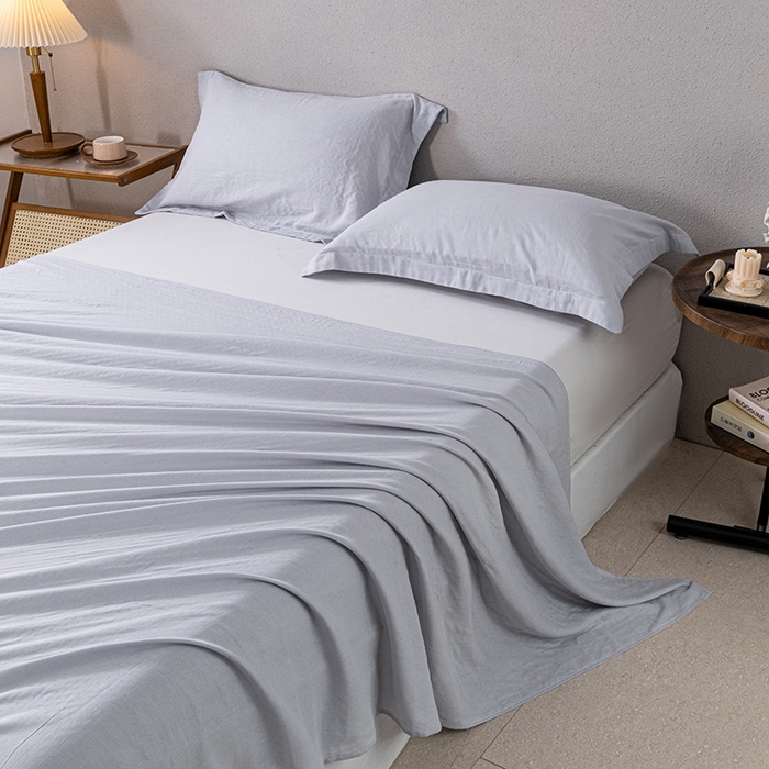 91家纺网 家纺一手货源 找家纺 锦罗绣 2025新款A类全棉双层纱单床单 浅灰