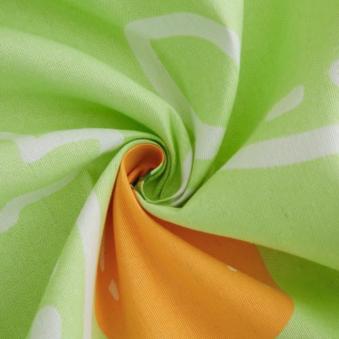 91家纺网 家纺一手货源 找家纺 首爱家纺 2025新款锦柔老粗布印花床笠 气泡橙