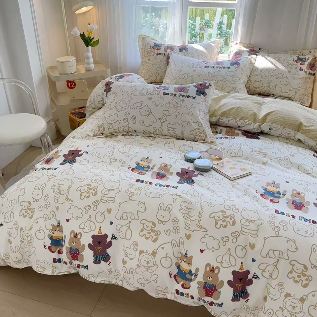 91家纺网 家纺一手货源 找家纺 金盛纺 2025新款13372全棉系列四件套 小童趣