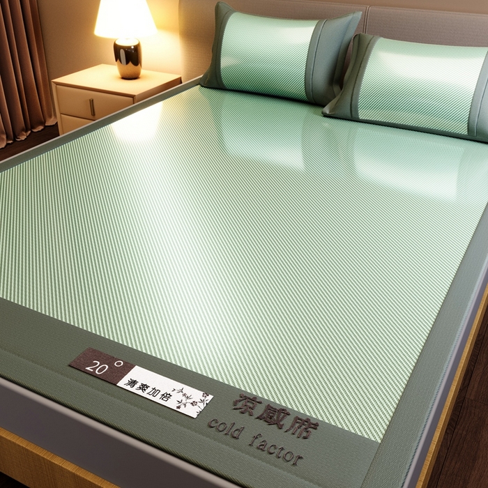 91家纺网 家纺一手货源 找家纺 卡初家居（原微来） 2025夏季轻柔丝系列冰丝席 凉感苹果绿