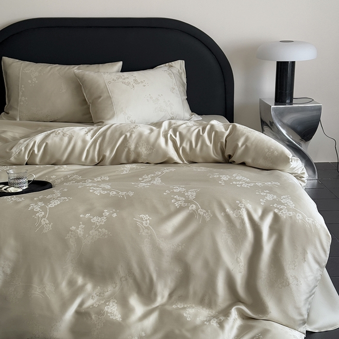 91家纺网 家纺一手货源 找家纺 鹿班家居 2025新款60S莱赛尔提花四件套-时光馥语【标准会员-20元】 时光馥语-香槟绿