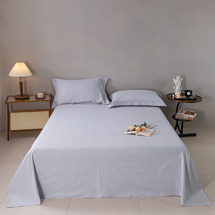 91家纺网 家纺一手货源 找家纺 锦罗绣 2025新款A类全棉双层纱单床单 浅灰