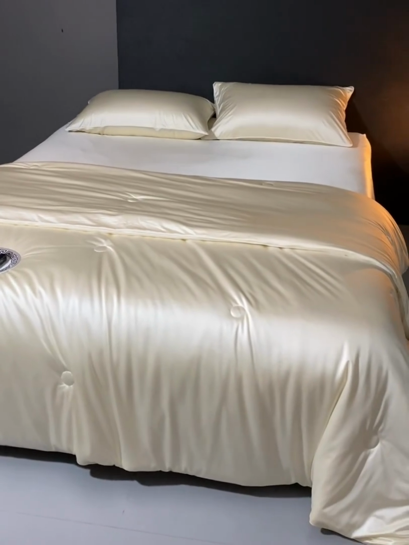 91家纺网 家纺一手货源 找家纺 优悦生活馆 2025新款凉感冰丝纯色夏被四件套-盛夏 盛夏-芝士白